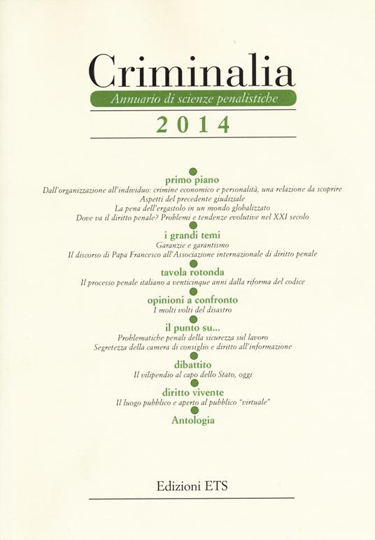 Criminalia. Annuario di scienze penalistiche (2014) - copertina