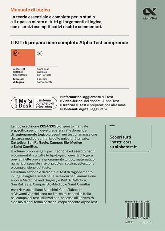 Alpha Test. Cattolica San Raffaele. Manuale di logica. Con MyDesk - Massimiliano Bianchini,Carlo Tabacchi,Giovanni Vannini - 2