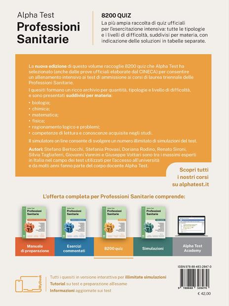 Alpha Test Professioni Sanitarie 2026-2027. 8200 quiz. Per test di ammissione universitari. Con simulatore online - Stefano Bertocchi,Giuseppe Vottari - 2