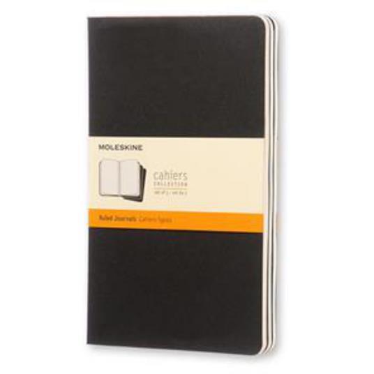 Quaderno Cahier Journal Moleskine large a righe nero. Black. Set da 3