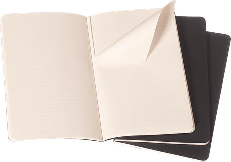 Quaderno Cahier Journal Moleskine large a righe nero. Black. Set da 3 - 3