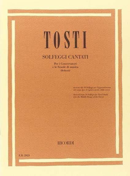  Solfeggi. F. Bellomi. voce -  Francesco Paolo Tosti - copertina