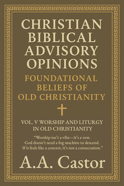 Christian Biblical Advisory Opinions: Foundational Beliefs of Old Christianity - Vol. V Worship and Liturgy in Old Christianity