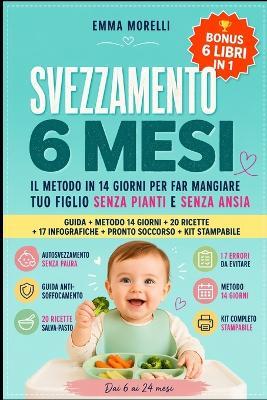 Svezzamento 6 Mesi: come iniziare anche se tuo figlio non mangia, guida pratica all'autosvezzamento e svezzamento classico, metodo 14 giorni, ricette veloci, tagli sicuri e consigli senza ansia - Emma Morelli - cover